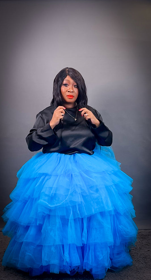 Tulle Skirt Tiered Blue